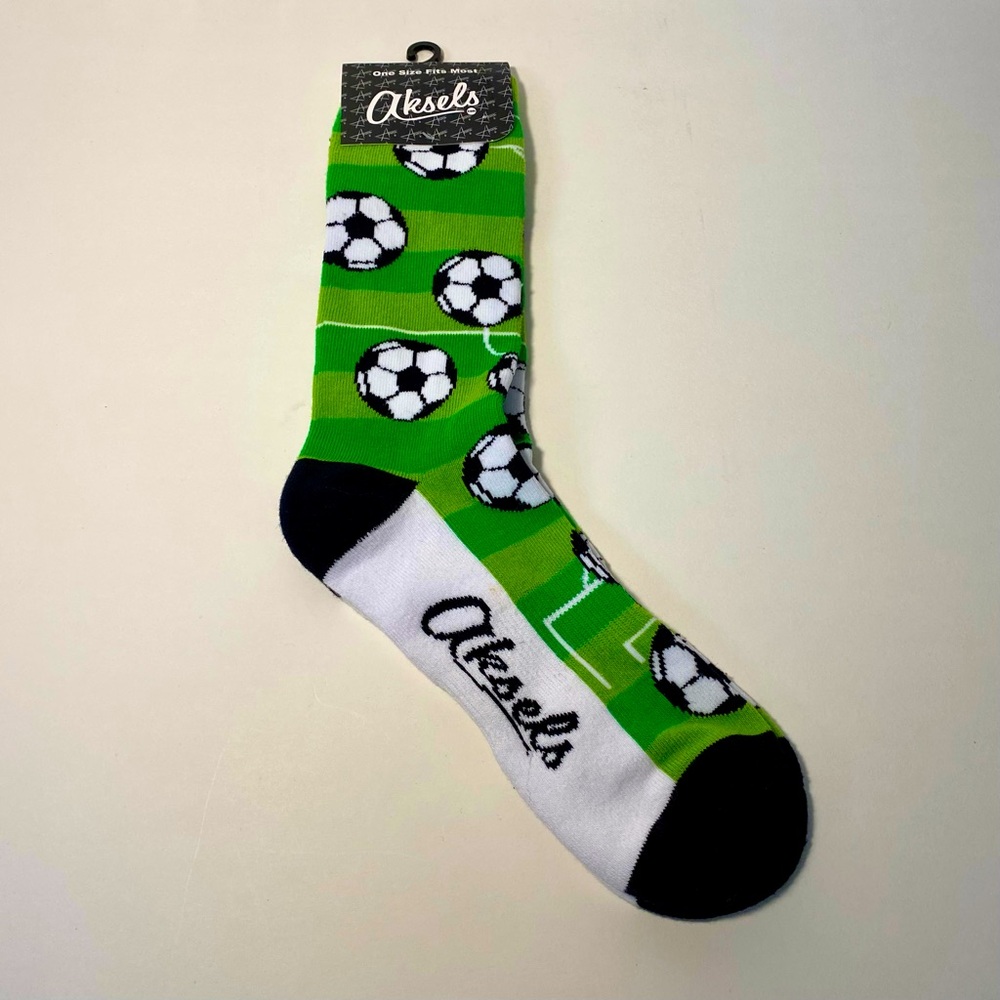 Adult AKSELS Soccer Socks Men’s 6-13 OSFM Green Cotton/Nylon Football Futbol NWT